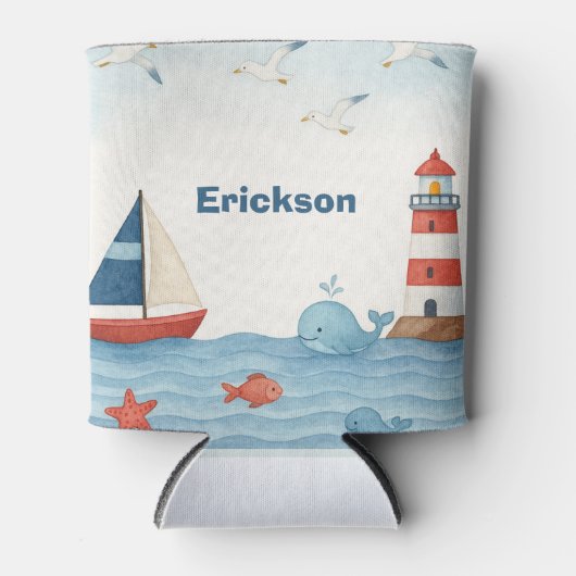 Ahoy Het is een Boy Nautical Koelbox Blikjeskoeler (Voorkant)