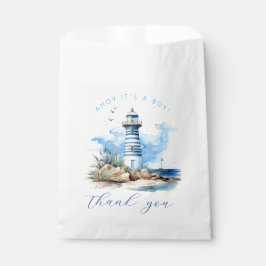 Ahoy Het is een Boy Nautical Lighthouse Baby showe Bedankzakje