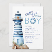 Ahoy Het is een Boy Nautical Lighthouse Baby showe Kaart (Voorkant)