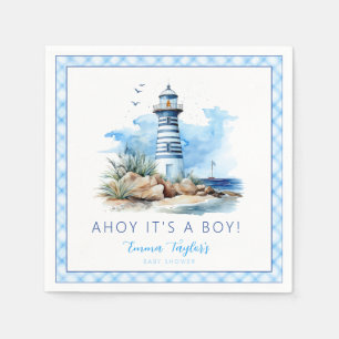 Ahoy Het is een Boy Nautical Lighthouse Baby showe Servet