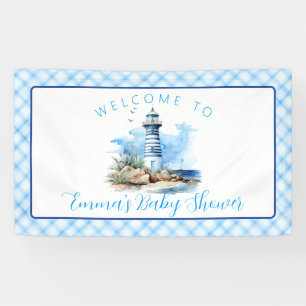 Ahoy Het is een Boy Nautical Lighthouse Baby showe Spandoek
