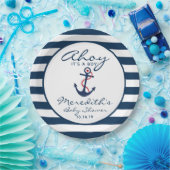 Ahoy, het is een Boy Nautical Navy White Baby show Papieren Bordje (Feest)