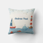 Ahoy Het is een Boy Nautical Nursery Sierkussen (Achterkant)
