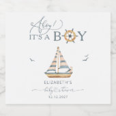 Ahoy Het is een Boy Nautical Sailboat Baby shower Sparkling Wijnetiket (Enkel label)