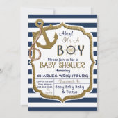 Ahoy Het is een Boy Nautical Theme Baby Invitation Kaart (Achterkant)