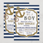 Ahoy Het is een Boy Nautical Theme Baby Invitation Kaart (Voorkant / Achterkant)