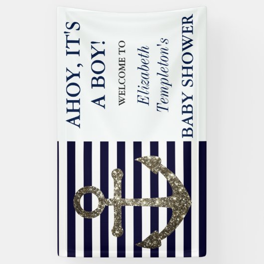 Ahoy Het is een Boy Nautical Theme Baby shower Ban Spandoek (Verticaal)