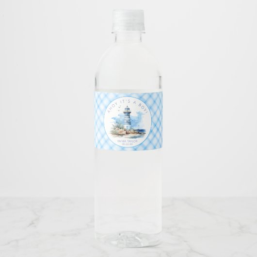 Ahoy Het is een Boy Nautical Water Bottle Labels Waterfles Etiket (Voorkant)
