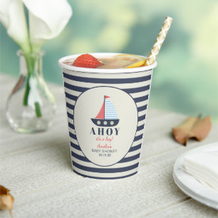 Ahoy Het is een Boy Nautisch Baby shower Papieren  Bekers