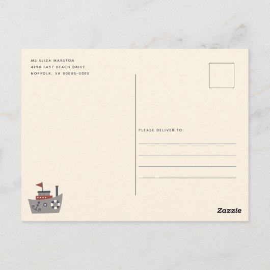 Ahoy Het is een Boy Nautisch Blauw Baby shower Uit Briefkaart (Achterkant)