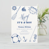 Ahoy Het is een Boy Nautisch Gevist Baby shower Kaart (Staand voorkant)