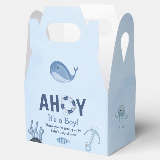 Ahoy Het is een Boy Ocean Animals Kustdieren Baby Bedankdoosjes (Geopend)