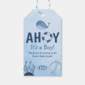 Ahoy Het is een Boy Ocean Animals Kustdieren Baby  Cadeaulabel (Voorkant)