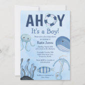 Ahoy Het is een Boy Ocean Animals Kustdieren Baby  Kaart (Voorkant)