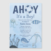 Ahoy Het is een Boy Ocean Animals Kustdieren Baby  Magnetische Uitnodiging (Voorkant)