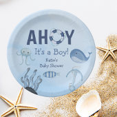 Ahoy Het is een Boy Ocean Animals Kustdieren Baby Papieren Bordje