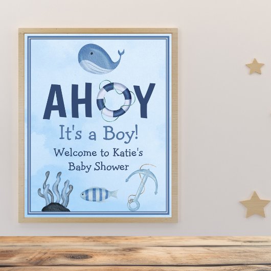Ahoy Het is een Boy Ocean Animals Kustdieren Baby  Poster