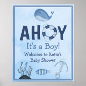Ahoy Het is een Boy Ocean Animals Kustdieren Baby  Poster (Voorkant)