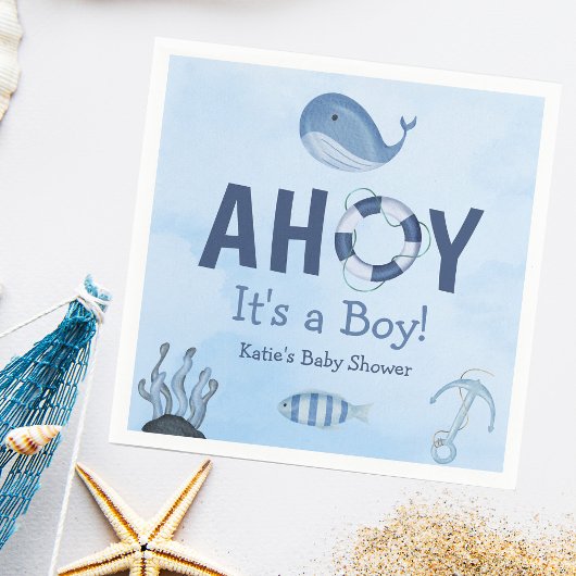Ahoy Het is een Boy Ocean Animals Kustdieren Baby Servet