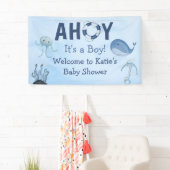 Ahoy Het is een Boy Ocean Animals Kustdieren Baby  Spandoek (Insitu)