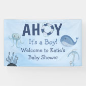Ahoy Het is een Boy Ocean Animals Kustdieren Baby  Spandoek (Horizontaal)