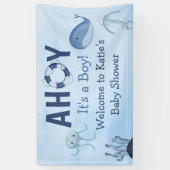Ahoy Het is een Boy Ocean Animals Kustdieren Baby  Spandoek (Verticaal)