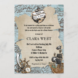  Ahoy Het is een Boy Pirate Baby shower Kaart