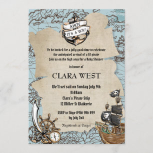  Ahoy Het is een Boy Pirate Baby shower Kaart