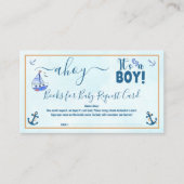 Ahoy het is een Boy Sailboat Nautisch Baby shower Informatiekaartje (Voorkant)