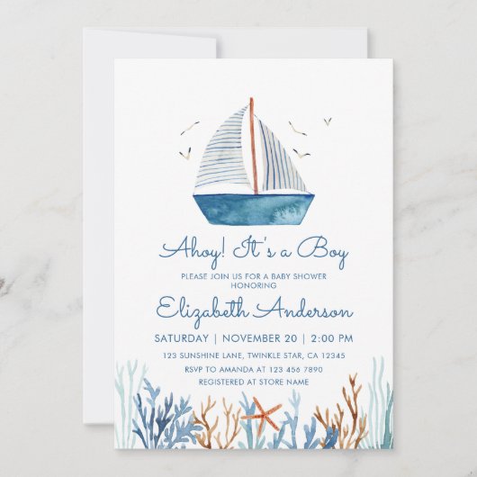 Ahoy! Het is een Boy Schattige Zeilboot Baby showe Kaart