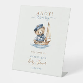 Ahoy het is een Boy Teddy Bear Baby shower Welkom Reclamebord Met Voetstuk