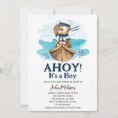 Ahoy Het is een Boy Teddy Bear Sailor Baby shower Kaart (Voorkant)