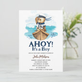 Ahoy Het is een Boy Teddy Bear Sailor Baby shower Kaart (Staand voorkant)