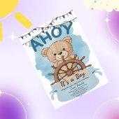 Ahoy Het is een Boy Teddy Bear Zeilboot Baby showe Kaart