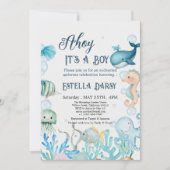 Ahoy! Het is een Boy Under The Zee Boy Baby shower Kaart (Voorkant)