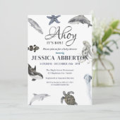 Ahoy, het is een Boy Waterverf Baby shower Kaart (Staand voorkant)