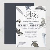 Ahoy, het is een Boy Waterverf Baby shower Kaart (Voorkant / Achterkant)