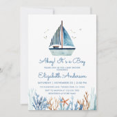 Ahoy! Het is een Boy Waterverf Sailboat Baby showe Kaart (Voorkant)