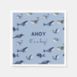 AHOY Het is een Boy Whale Baby shower Servet
