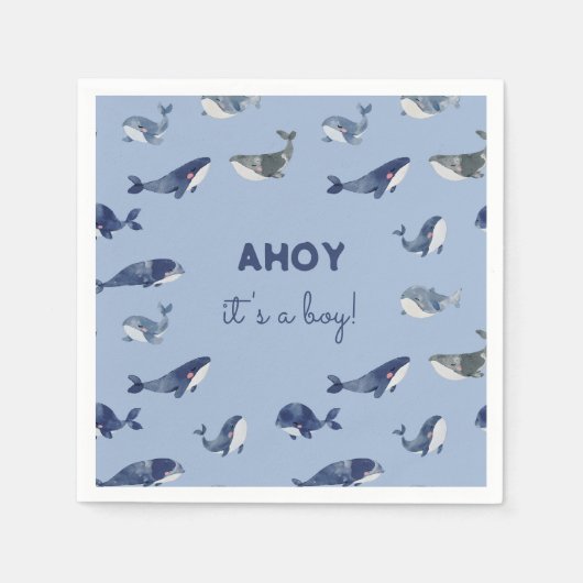 AHOY Het is een Boy Whale Baby shower Servet (Voorkant)