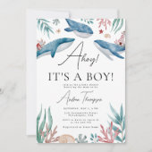 Ahoy Het is een Boy Whale Onder het Zee Baby showe Kaart (Voorkant)