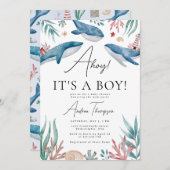 Ahoy Het is een Boy Whale Onder het Zee Baby showe Kaart (Voorkant / Achterkant)