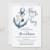 Ahoy het is een jongen Anker Baby Shower Uitnodigi Kaart (Voorkant)