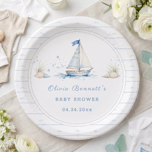 Ahoy Het Is Een Jongen Baby Borrel Blauwe Zeilboot Papieren Bordje