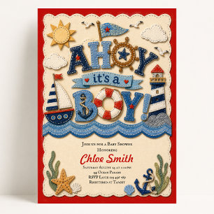 Ahoy het is een Jongen Baby Borrel Kaart