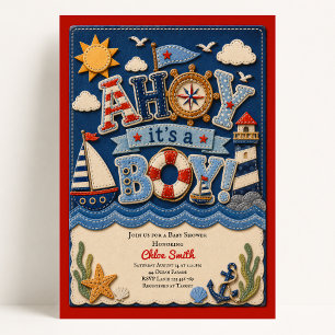 Ahoy het is een Jongen Baby Borrel Kaart