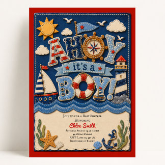 Ahoy het is een Jongen Baby Borrel Kaart
