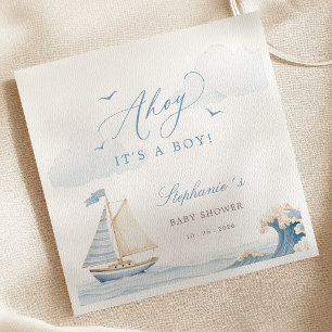 Ahoy Het is een Jongen Baby Borrel Papieren Servet