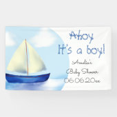 Ahoy, het is een jongen! Baby Borrel Spandoek (Horizontaal)
