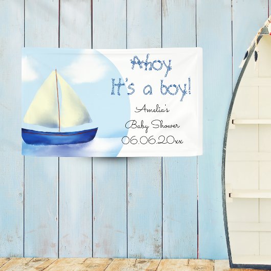 Ahoy, het is een jongen! Baby Borrel Spandoek